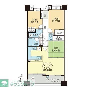ライオンズ青葉さつきが丘(3LDK/5階)の間取り写真