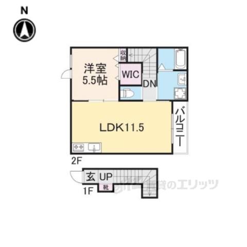 POIRE東生駒(1LDK/2階)の間取り写真