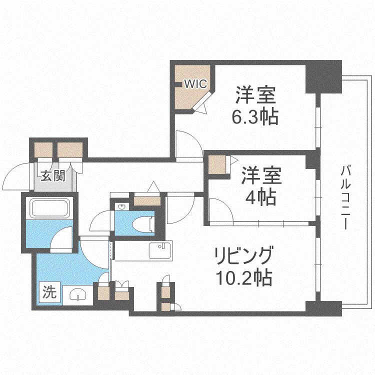 ブランズ南7条(2LDK/2階)の間取り写真