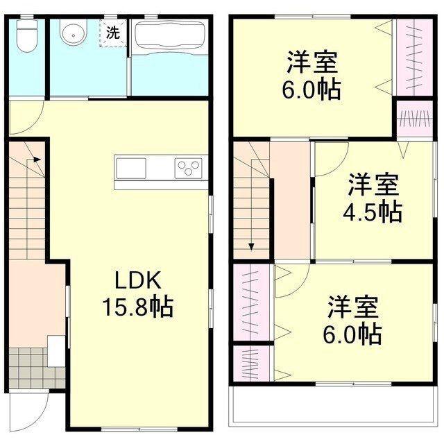 アンジュール B棟(3LDK/1階)の間取り写真