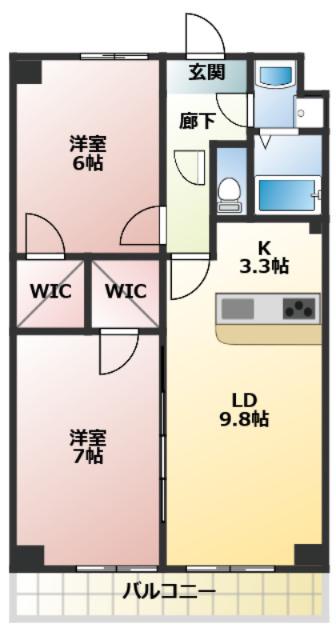 MELIV岩倉(2LDK/5階)の間取り写真