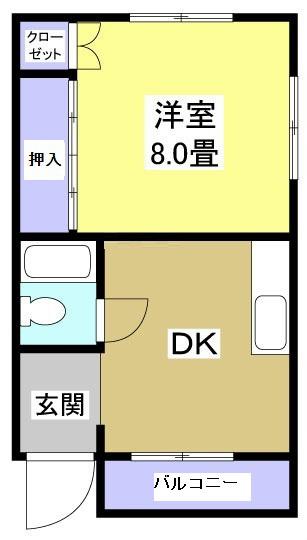 サンハイツII(1DK/1階)の間取り写真