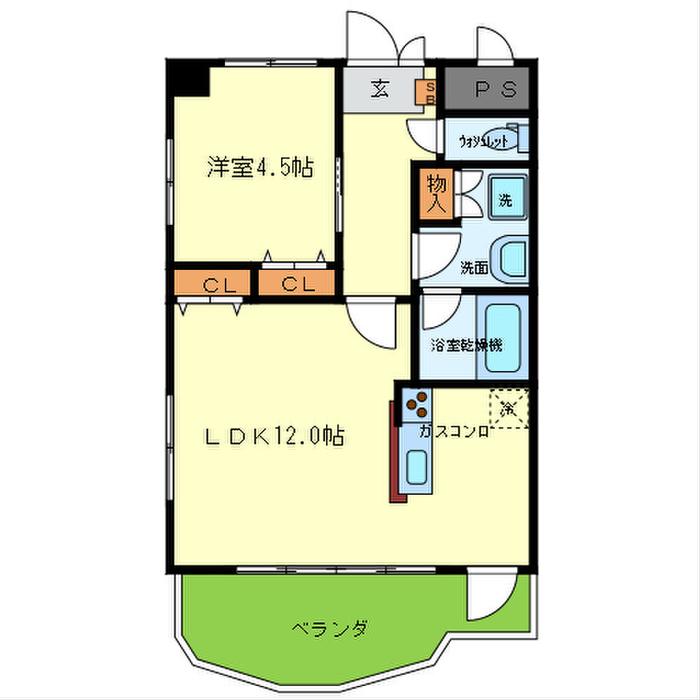 YKハイツ西明石北(1LDK/2階)の間取り写真