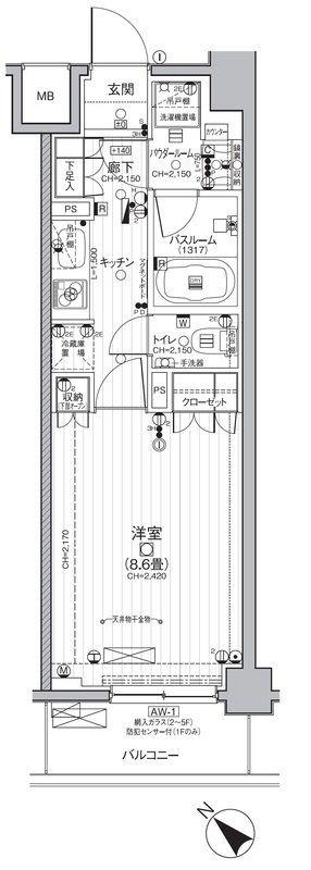 デュオステージ曳舟(1K/5階)の間取り写真