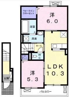 グランセル中金谷(2LDK/2階)の間取り写真