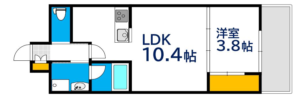三篠Tビル(1LDK/6階)の間取り写真