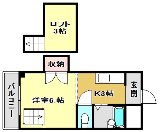 アサミハイツ(ワンルーム/3階)の間取り写真
