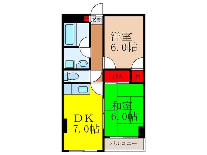 下村ハイツ(2DK/4階)の間取り写真