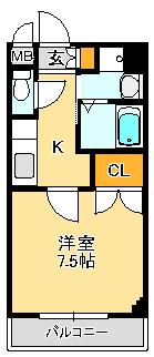 プロニティK(1K/2階)の間取り写真