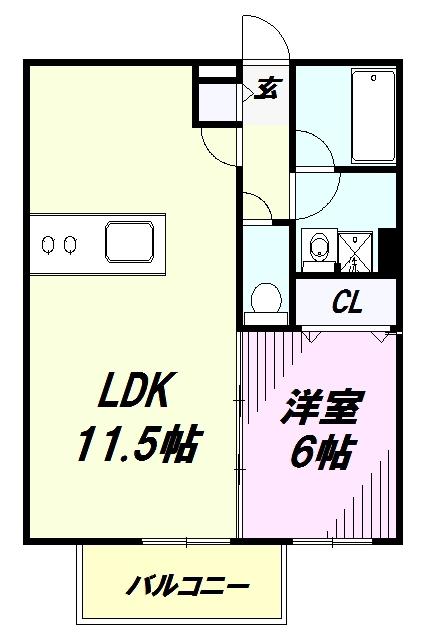 リバーサイドコート(1LDK/1階)の間取り写真