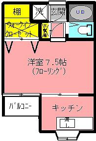 フルール(1K/1階)の間取り写真