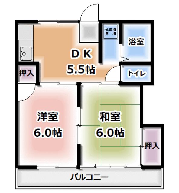 エクシード(2DK/1階)の間取り写真