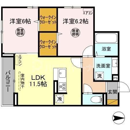K・TELLUS(2LDK/2階)の間取り写真