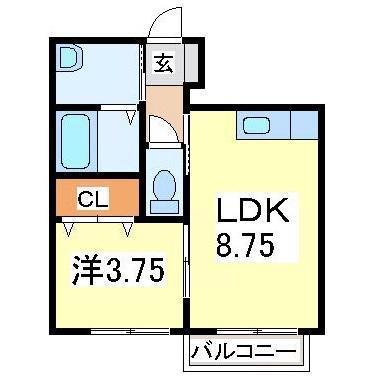 ベルチェリーI(1LDK/1階)の間取り写真