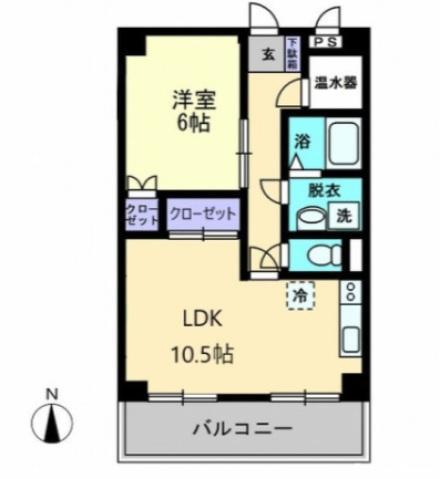 津山マンション(1LDK/3階)の間取り写真