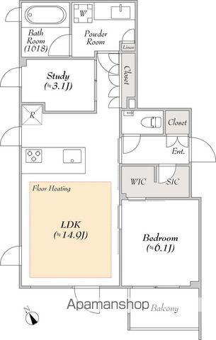 LUMIEC SUITE EBISU(1SLDK/3階)の間取り写真