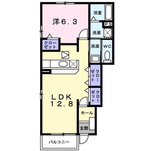 サン・パール I(1LDK/1階)の間取り写真