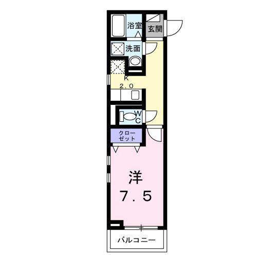 ヴェリーヌ(1K/1階)の間取り写真