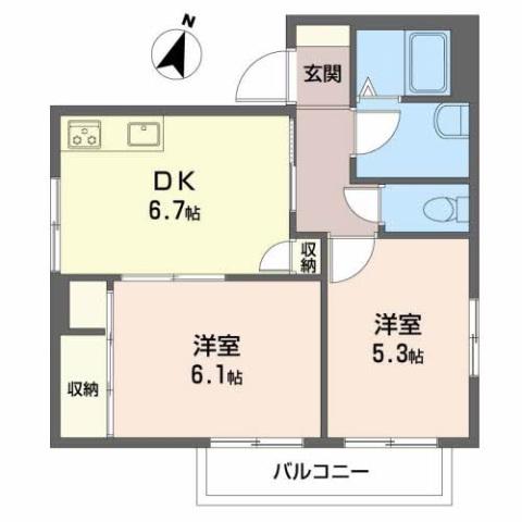 グレース阿倍野(2DK/2階)の間取り写真