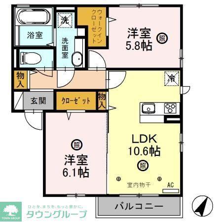 ルヴェデュソレイユ(2LDK/2階)の間取り写真