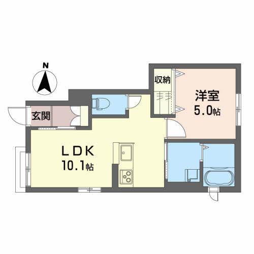 アトリエール(1LDK/1階)の間取り写真