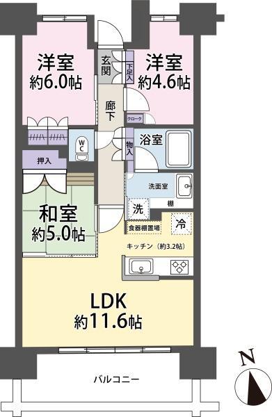 パークホームズ松戸シティフロント(3LDK/2階)の間取り写真