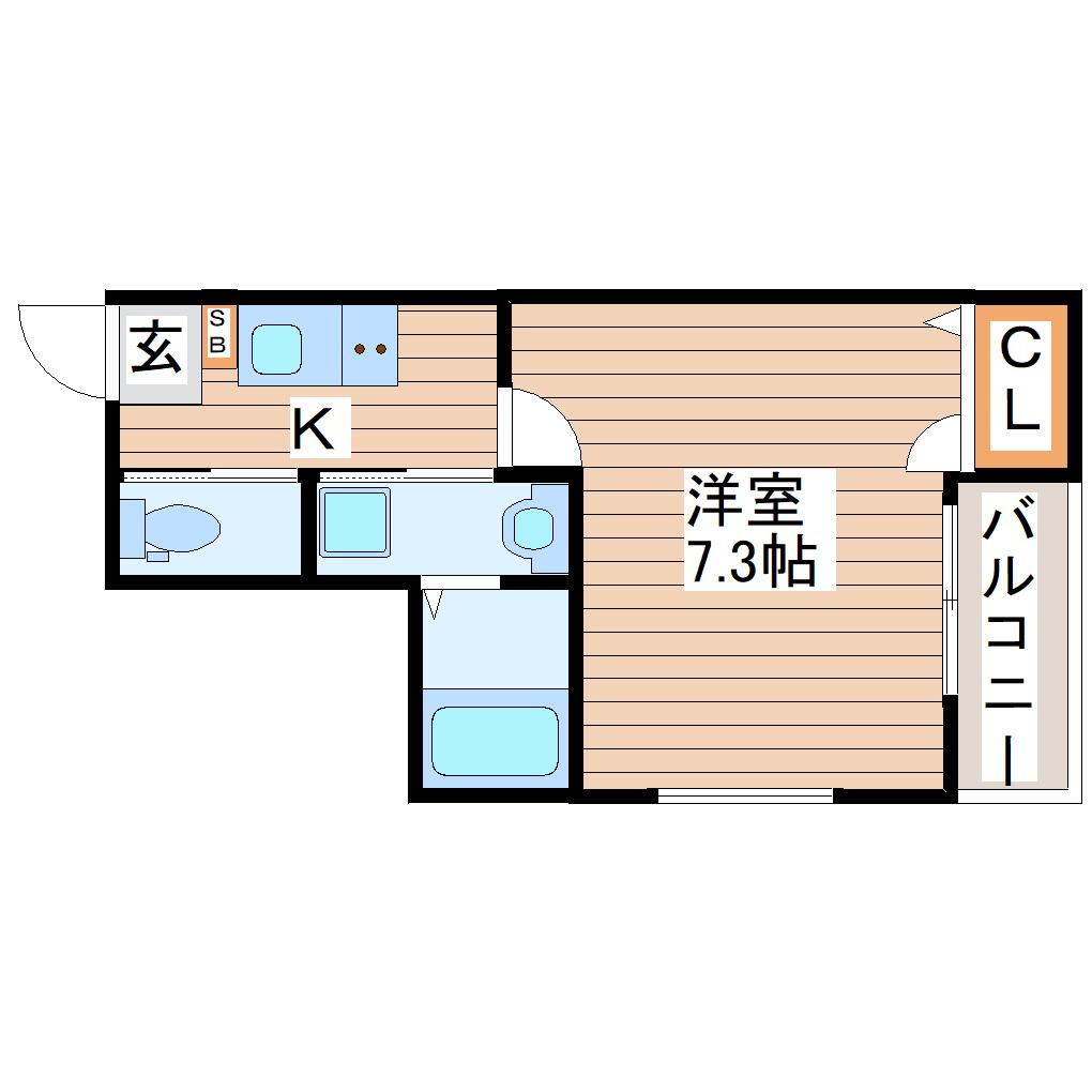 ファースト一本杉(1K/1階)の間取り写真