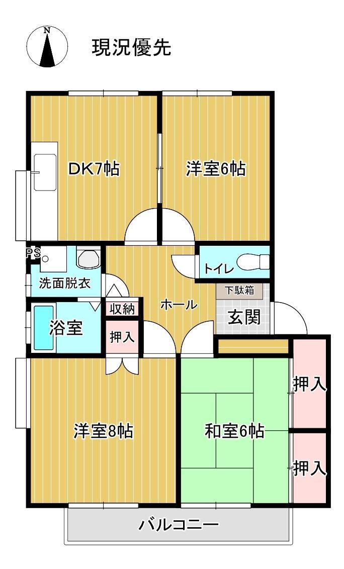 SERENE78 A(3DK/2階)の間取り写真