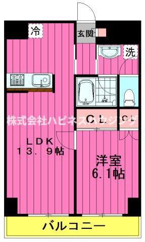 INSURANCEBLDG.IIIスリ(1LDK/7階)の間取り写真