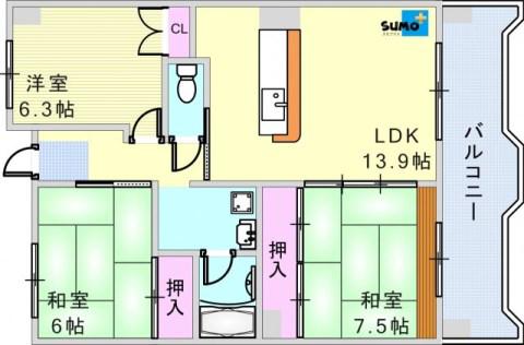 シティハイツイーストコート9番街(3LDK/11階)の間取り写真
