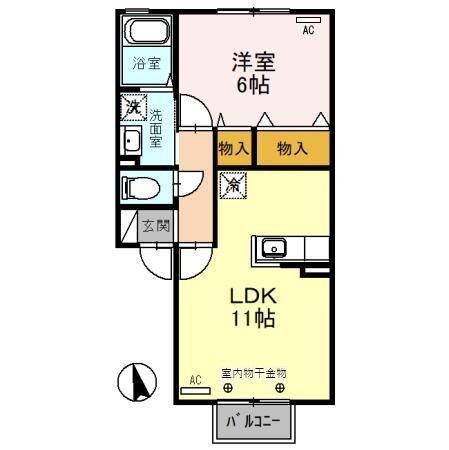 アン リヴィエール(1LDK/2階)の間取り写真