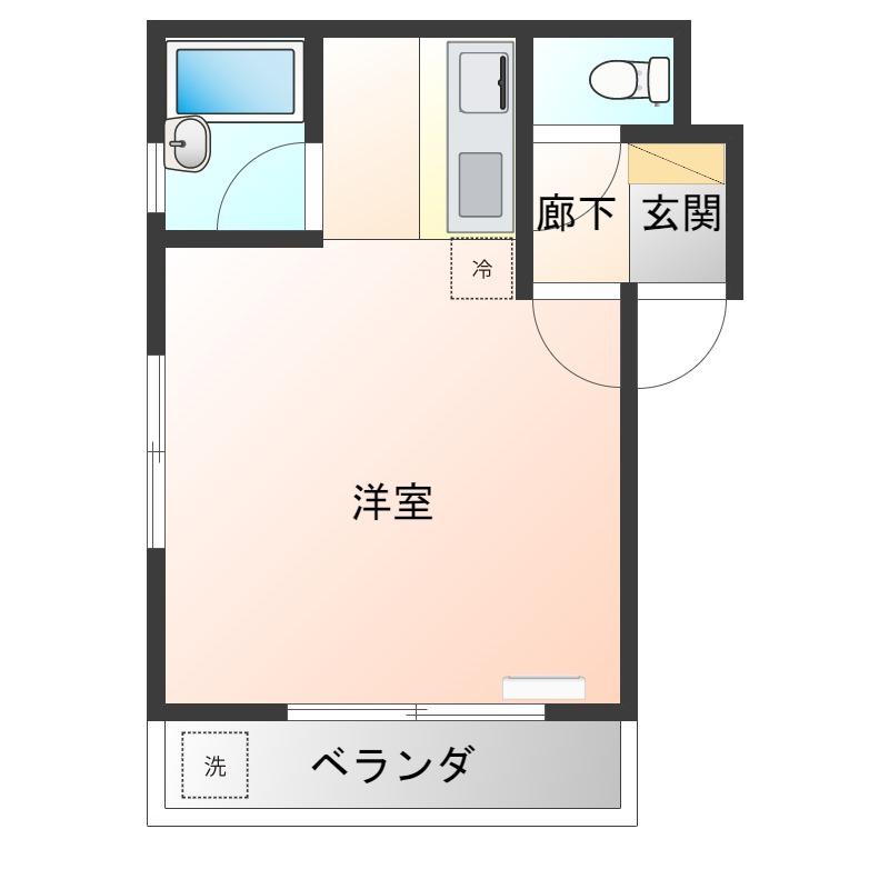 日和荘(ワンルーム/2階)の間取り写真