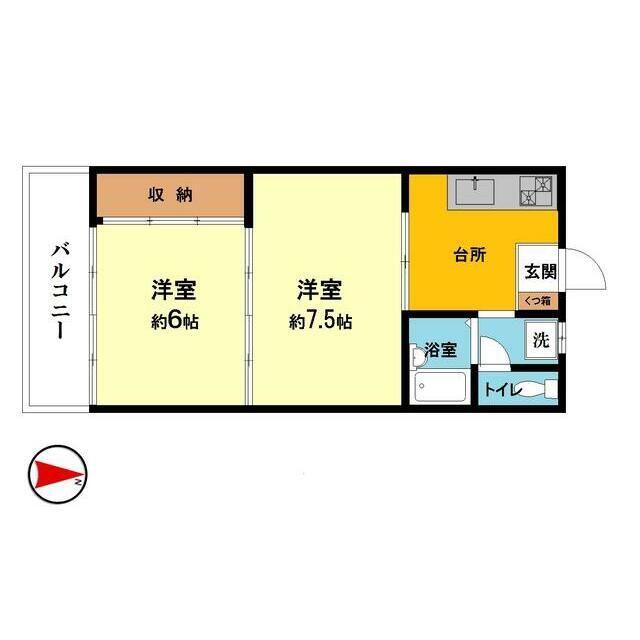 ハイツ新井(2K/2階)の間取り写真