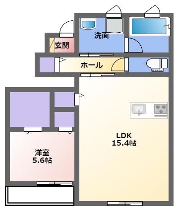 サニープレイス(1LDK/1階)の間取り写真