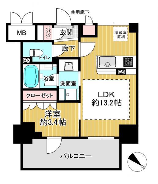 ファインレジデンス福島海老江(1LDK/8階)の間取り写真
