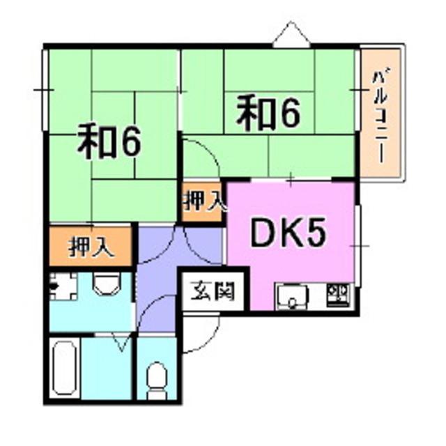 クレアトゥールB(2DK/2階)の間取り写真