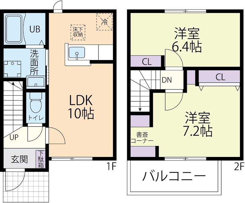 CASAPOPOLARE  B(2LDK/1階)の間取り写真