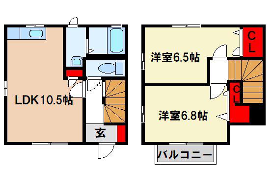 アイリス南横手 C(2LDK/1階)の間取り写真