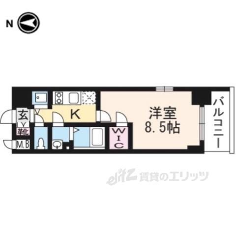 エスプレイス京都RAKUNAN(1K/5階)の間取り写真