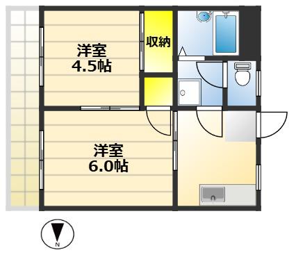 シャルマン国立(2K/2階)の間取り写真