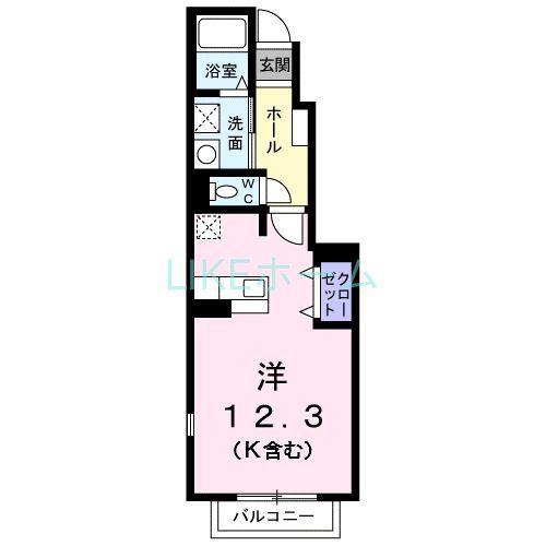 プロムナ-ドT(ワンルーム/1階)の間取り写真