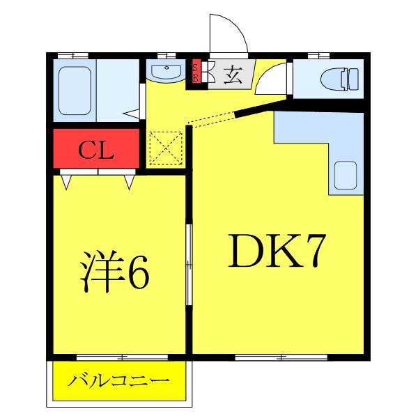 ブランシェ(1DK/1階)の間取り写真