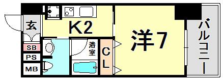 CITYSPIRE新神戸(1K/8階)の間取り写真