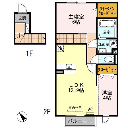 METEOR瑞穂(2LDK/2階)の間取り写真