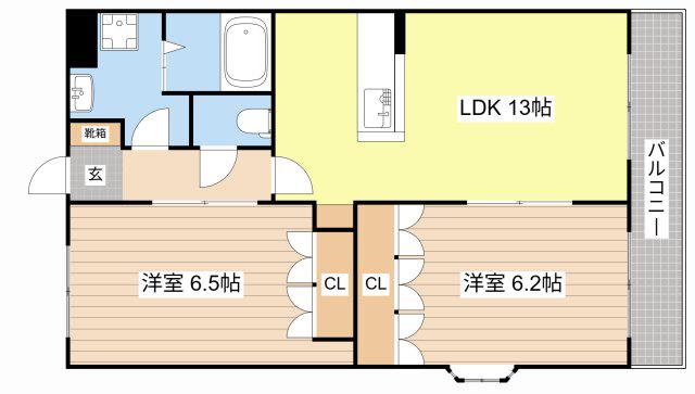 クレシア(2LDK/2階)の間取り写真
