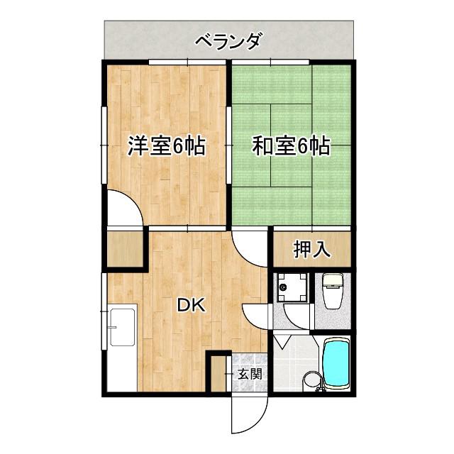 スカイコースト(2DK/1階)の間取り写真