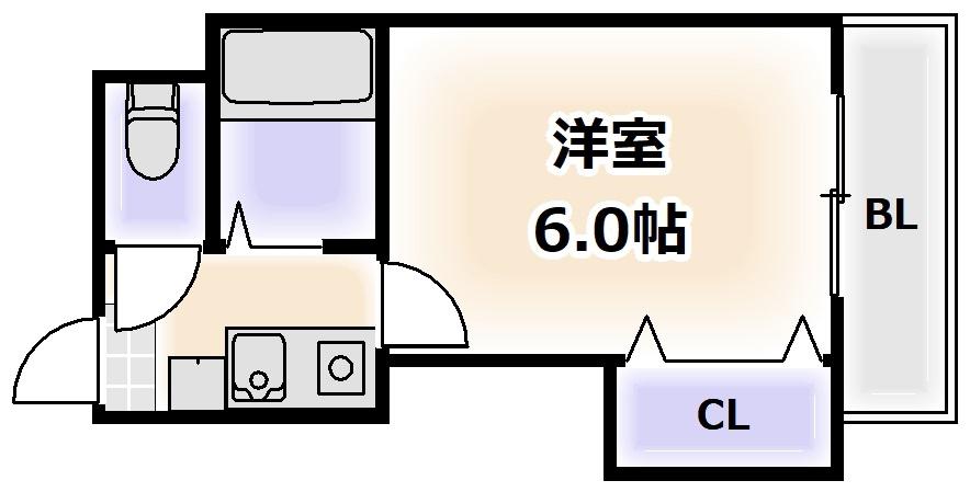 ヴィラ弐番館(1K/3階)の間取り写真