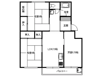 北野ハイツ(3DK/3階)の間取り写真