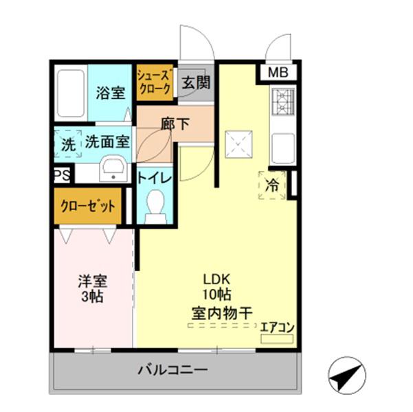 オペラハウス上大島 C(1LDK/1階)の間取り写真