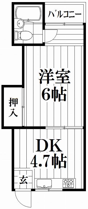 しらさぎハイツ(1DK/1階)の間取り写真